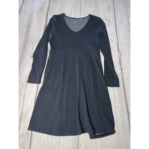 Toad&Co‎ Womens Black Long Sleeve V Neck Casual Midi Dress Size Medium